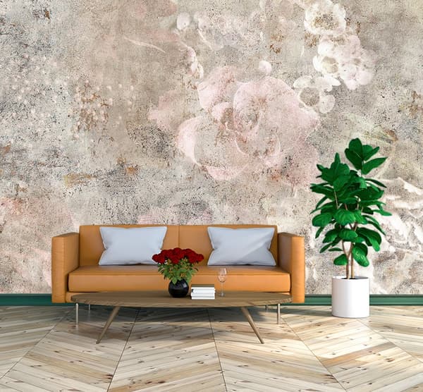 Seinämaalaus, Betoni boho ruusun kukka - 100x70