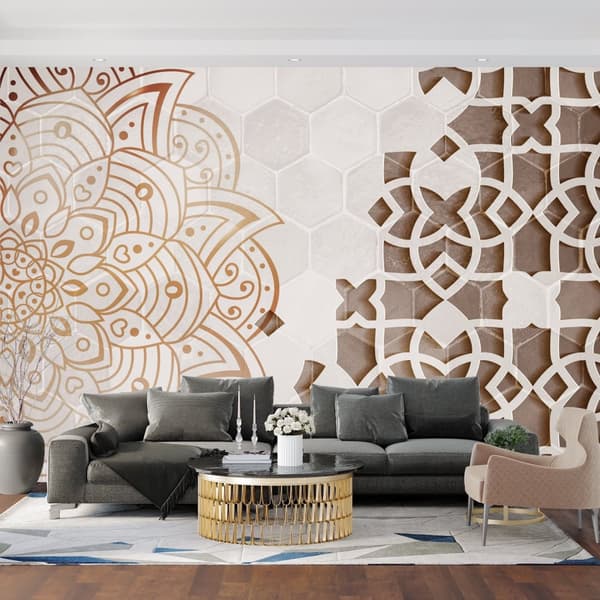 Seinämaalaus, Mandala White Geometry - 450x315