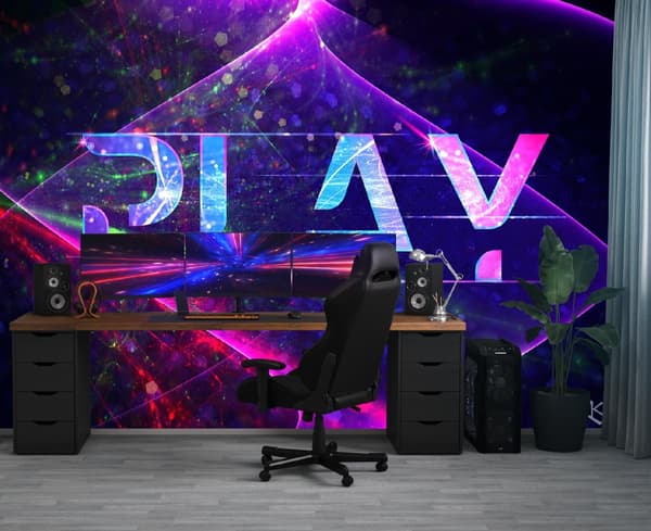 Fototapet, Inscription play abstraktionssymboler för spelarens rum - 100x70