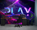 Miniatyrbild 2 av 6: Fototapet, Inscription play abstraktionssymboler för spelarens rum - 200x140
