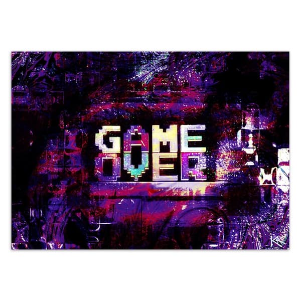 Seinämaalaus, abstrakti kirjoitus Game Over - 400x280