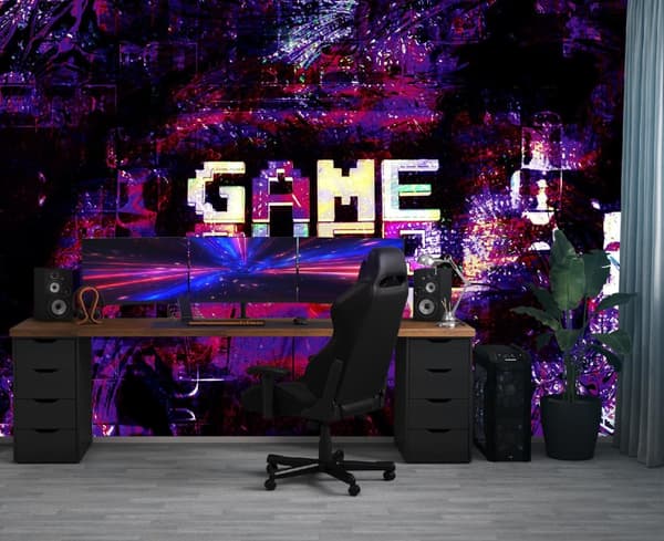 Seinämaalaus, abstrakti kirjoitus Game Over - 400x280