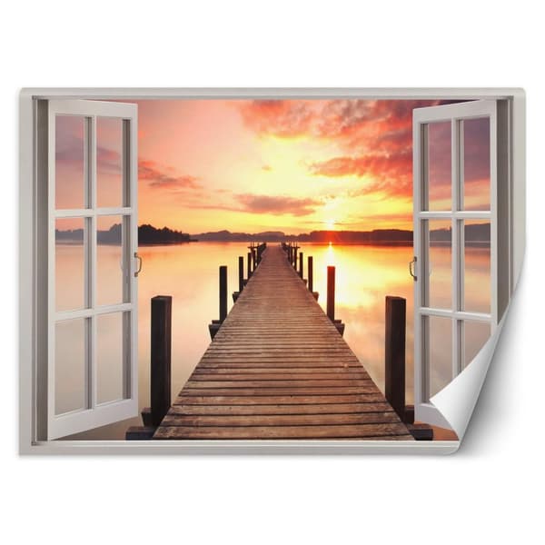 Vægmaleri, Window sunset pier - 280x200
