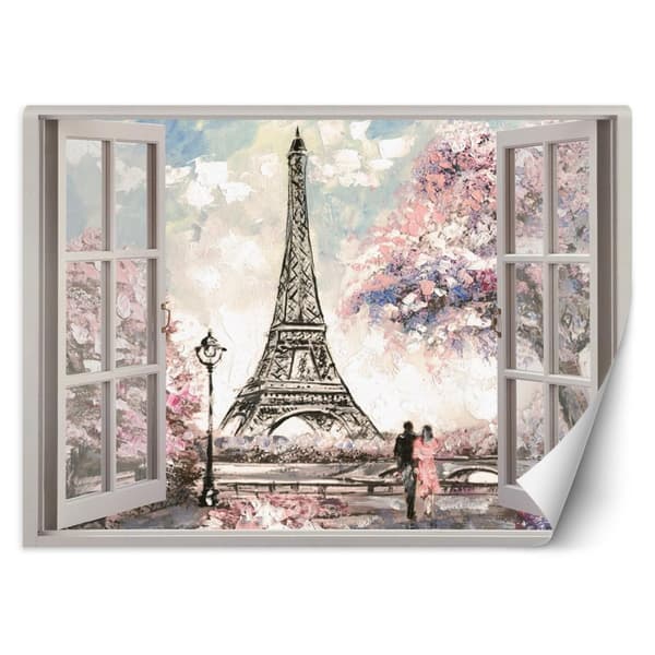 Seinämaalaus, Ikkuna näköalalla Eiffel-tornille - 280x200