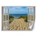 Miniatyrbillede 1 af 5: Vægmaleri, Vindue hav strand himmel - 140x100