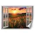 Pikkukuva 1 / 5: Seinämaalaus, Ikkuna näköalalla auringonlaskun niitylle - 140x100