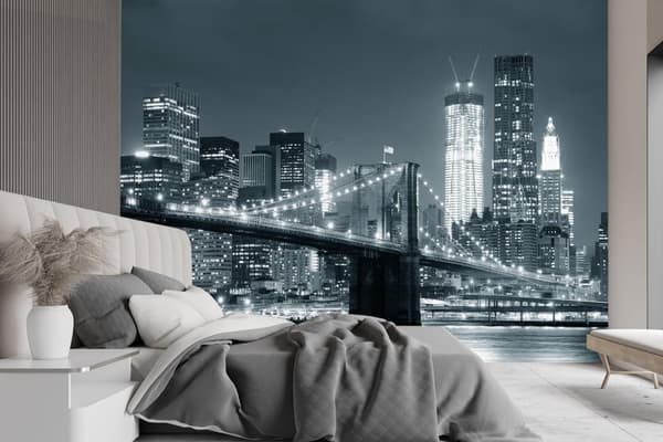 Seinämaalaus, New York Brooklyn Bridge mustavalkoinen - 368x254