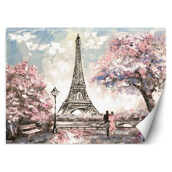 Seinämaalaus, Pariisin Eiffel-torni kuten maalattu vaaleanpunaiseksi - 200x140