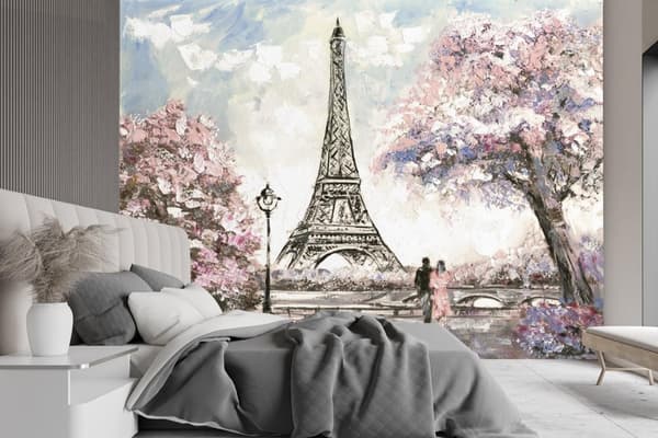 Seinämaalaus, Pariisin Eiffel-torni kuten maalattu vaaleanpunaiseksi - 450x315