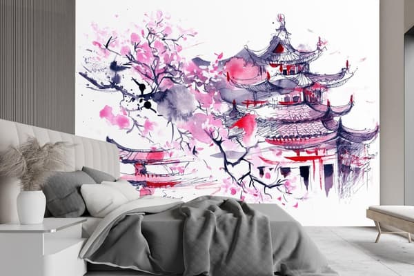 Seinämaalaus, japanilaiset pagodit - 250x175