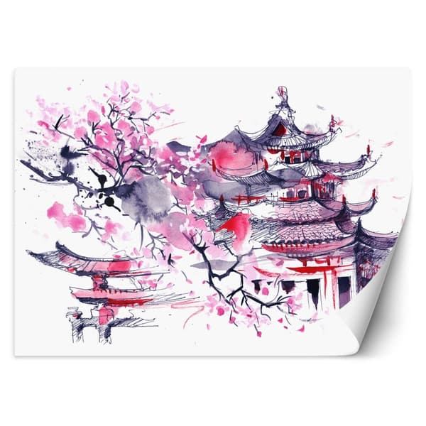 Seinämaalaus, japanilaiset pagodit - 250x175