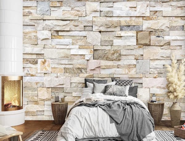 Seinämaalaus, beige hiekkakiviseinä - 150x105