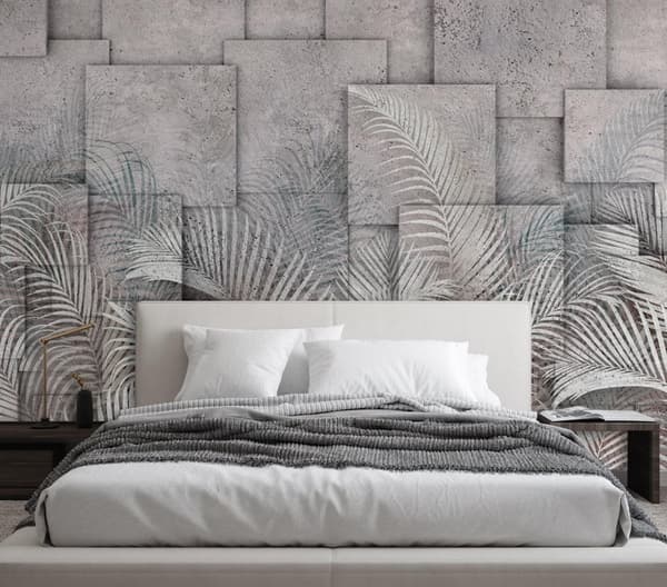 Fototapet, Palmblad 3D betong - 450x315