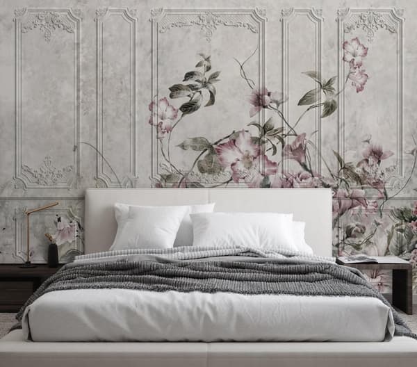 Seinämaalaus, Flowers roses vintage fresko - 250x175