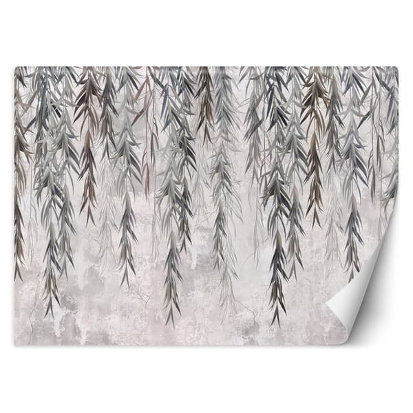 Seinämaalaus, trooppiset lehdet harmaalla - 150x105