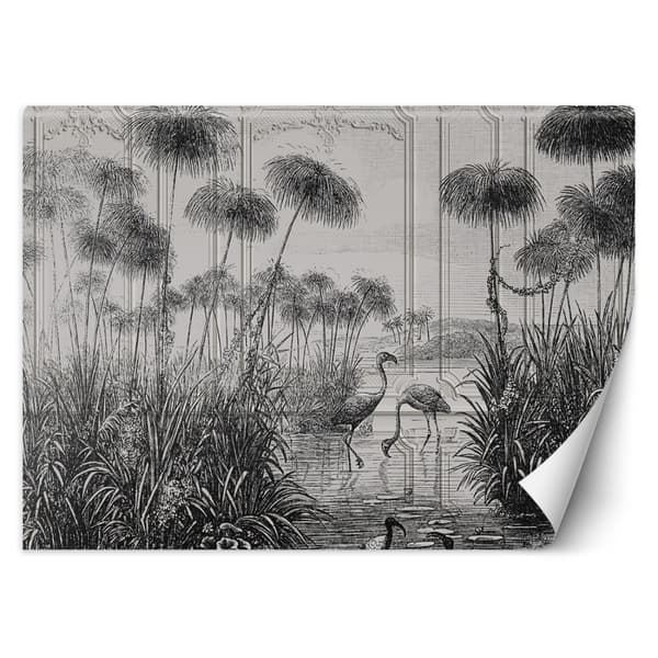 Seinämaalaus, Birds cranes ruoholampi harmaa - 200x140