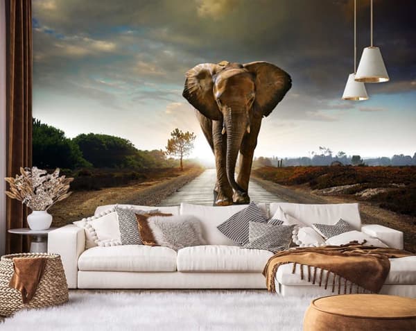 Fototapet, vandrande elefant - 450x315