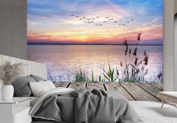 Valokuvatapetti, Sunset over the lake - 200x140
