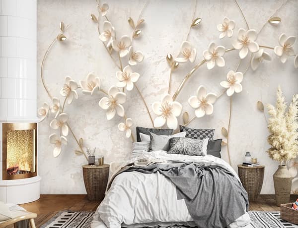 Fototapet, Blommor 3D abstraktion - 400x280