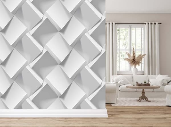 Seinämaalaus, Harmaa 3D Illusion - 200x140
