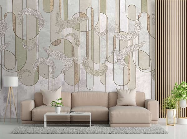 Seinämaalaus, skandinaavinen minimalistinen abstraktio beige - 368x254