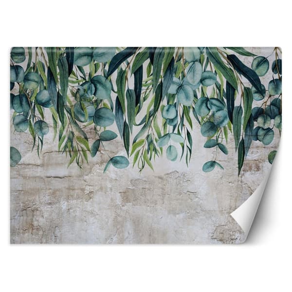 Seinämaalaus, Vihreät pastellilehdet betonilla - 150x105