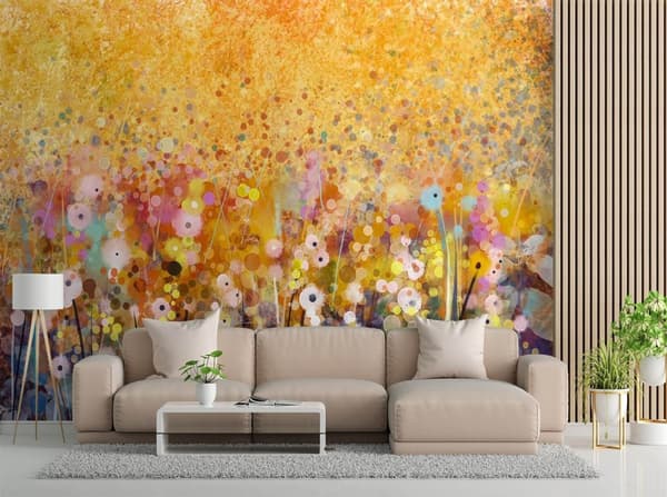 Fototapet, ängsblommor, färgglad abstraktion - 200x140
