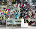 Miniatyrbild 2 av 5: Fototapet, färgglad gatukonst graffiti - 350x245