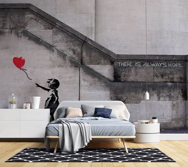 Seinämaalaus, Tyttö ilmapallolla Banksy-grafiti - 150x105