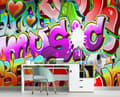 Miniatyrbild 2 av 5: Fototapet, Färgglada graffiti-inskriptioner - 254x184