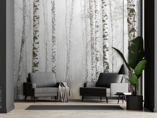 Seinämaalaus, Koivumetsä sumussa - 350x245