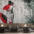 Pikkukuva 2 / 5: Seinämaalaus, japanilainen geisha tuulettimella - 150x105