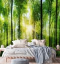 Pikkukuva 2 / 5: Seinämaalaus, metsäpuut auringonsäteet luonto - 250x250