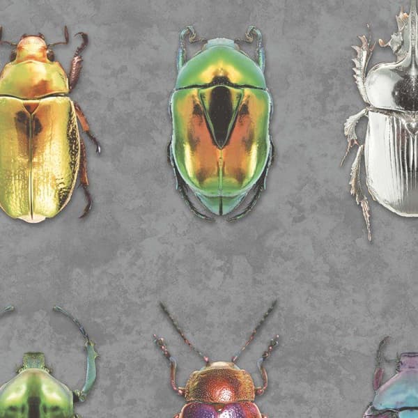 Woodchip - magnolia - WM-092R - Beetle Jewels Tapet Multicolor