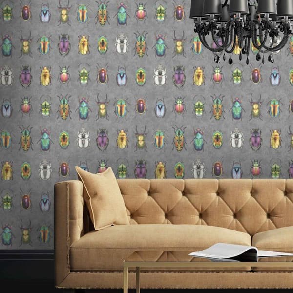 Woodchip - magnolia - WM-092R - Beetle Jewels Tapet Multicolor