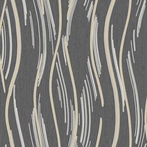 World Of Wallpaper Shimmer Wave Textured Wallpaper Black/Gold 10m x 53cm