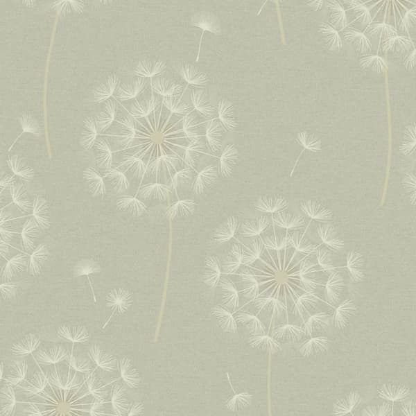 Holden Décor Allora Dandelions Heavyweight Vinyl Textured Wallpaper Sage 10m x 53cm