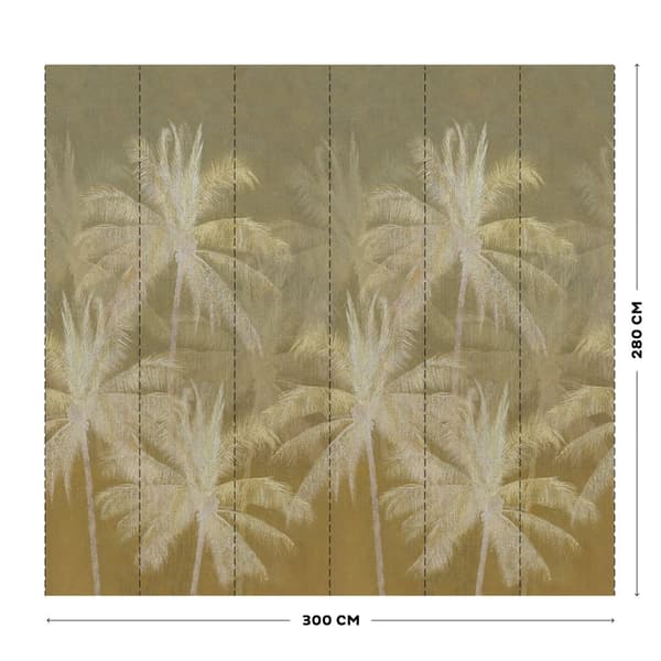 Kunst til hjemmet - Fototapet Vintage palme okker - 300x280cm