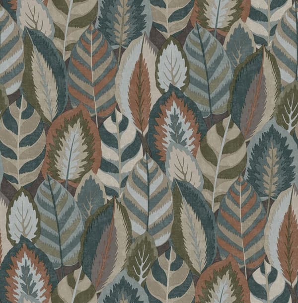 Sublime Non-woven Tapet - Arty Leaves Grön/Blå 10mx52cm
