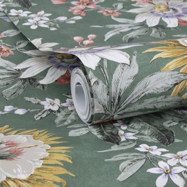 Sublime Non-woven Tapet - Elegant Flower Green 10mx52cm