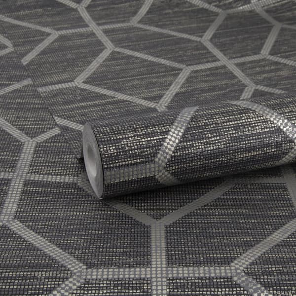 Sublimt ikke-vævet tapet - Geo Texture Sort 10mx52cm