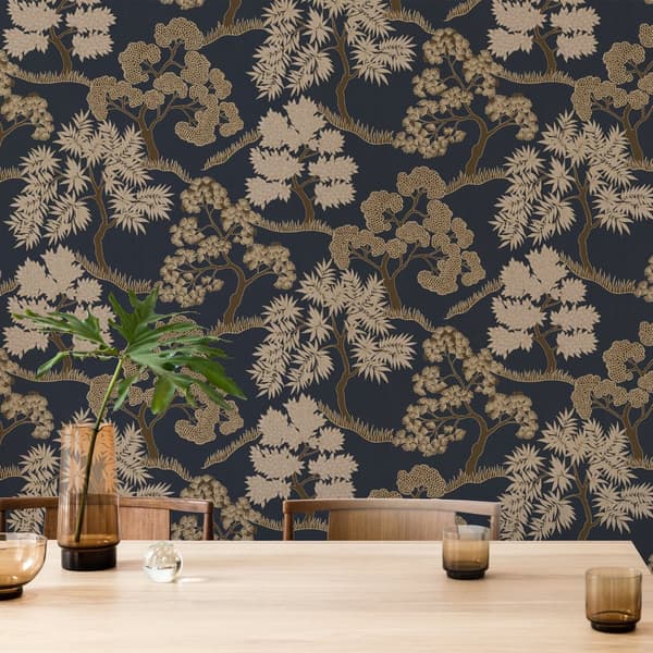 Sublime Non-woven Tapet - Träd Blåguld 10mx52cm
