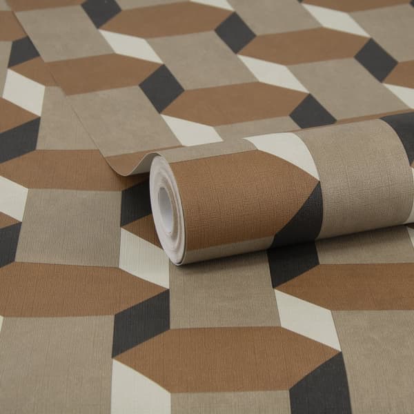 Sublimt ikke-vævet tapet - Vintage Geometrics Brown 10mx52cm