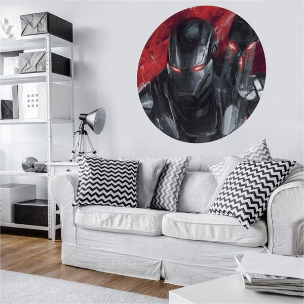 självhäftande rund panoramatapet the Avengers röd och grå - Ø 128 cm - 612048