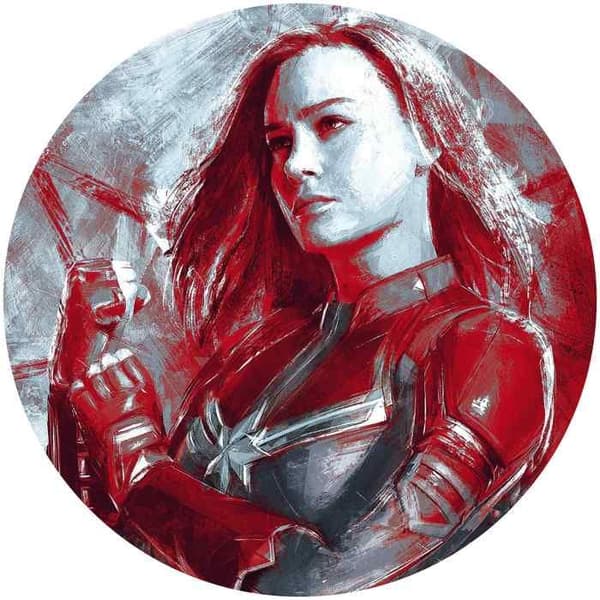 Rund adhesiv panoramisk tapet - Sanders &amp; Sanders - The Avengers - Ø 128 cm - Röd och grå - Nonwoven
