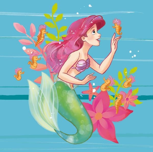 panorama tapet ariel små vänner blå, rosa och grön - 250 x 250 cm - 612093