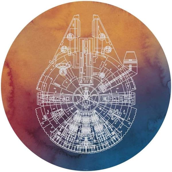 rund panoramatapet Star Wars orange och blå - Ø 128 cm - 612026
