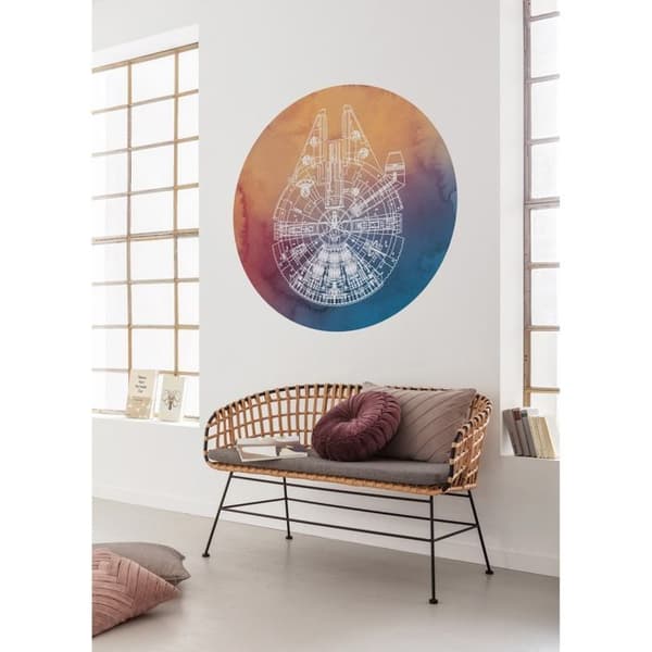 rund panoramatapet Star Wars orange och blå - Ø 128 cm - 612026