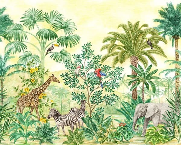 panorama tapetäventyr i den gröna djungeln - 350 x 280 cm - 612143