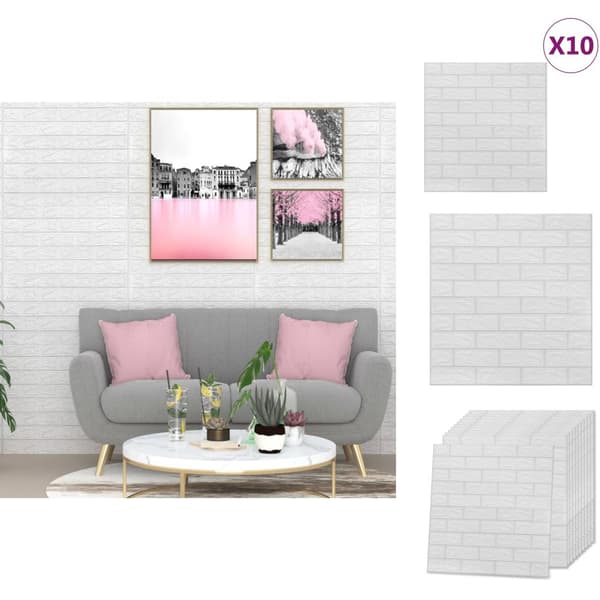 Tapeter - Living 3D vægklistermærker 10 stk. selvklæbende murstensdesign hvid